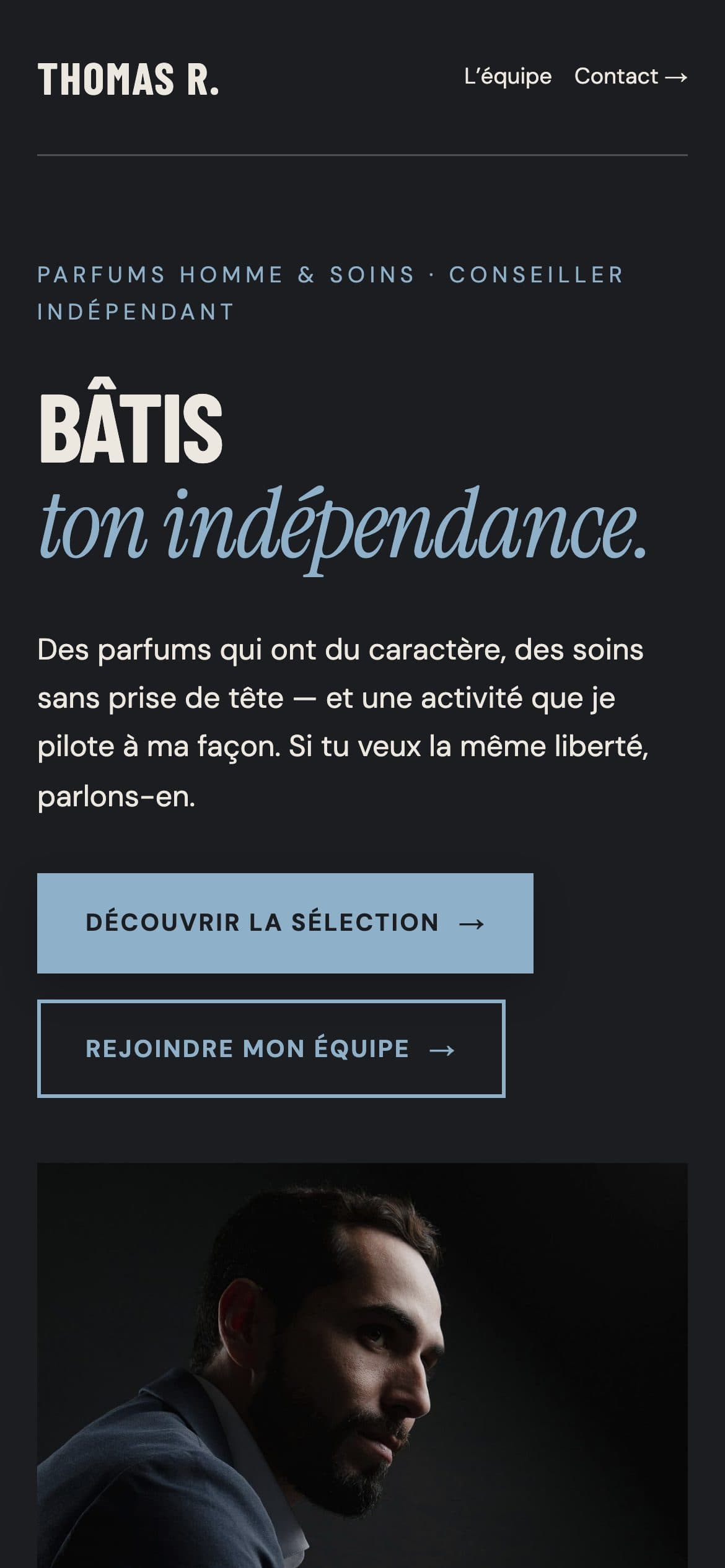 Aperçu du site de démonstration Carbone affiché sur un téléphone
